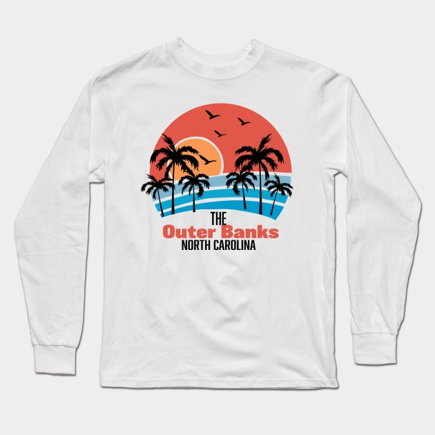 Outer Banks Sunset Blue Design Long Sleeve T-Shirt by Comedic Apparel